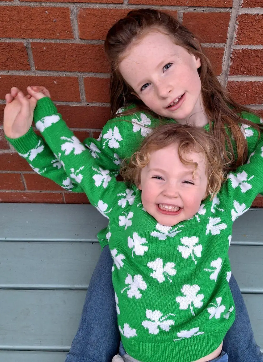 Kids Knit Green Shamrock Sweater